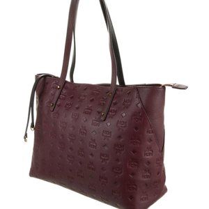 MCM Burgundy Leather Klara Zip Shopper Tote